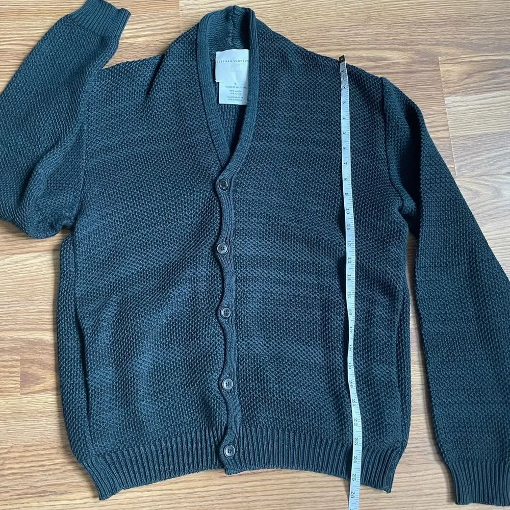 Stephan Schneider Men’s Textured Cotton Shawl Collar Cardigan Sz 6 Olive Belgium